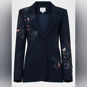 Cinq à Sept Black Floral Embroidered Blazer